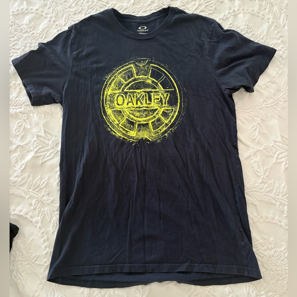 Oakley Black Short-Sleeve Tee with Yellow Graphic Logo